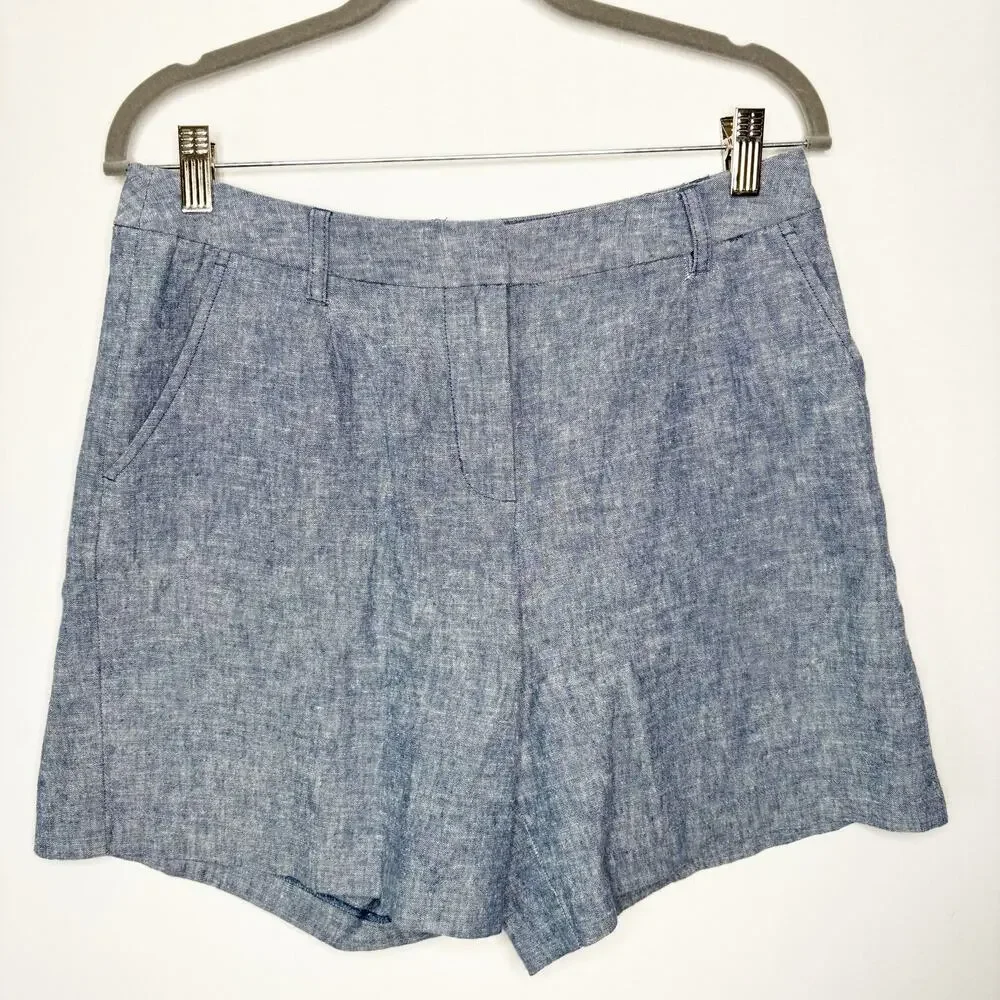 Boden Linen Cotton Blend 6" Classic Blue Short Womens Size 6 Slash Pockets - Picture 10 of 10